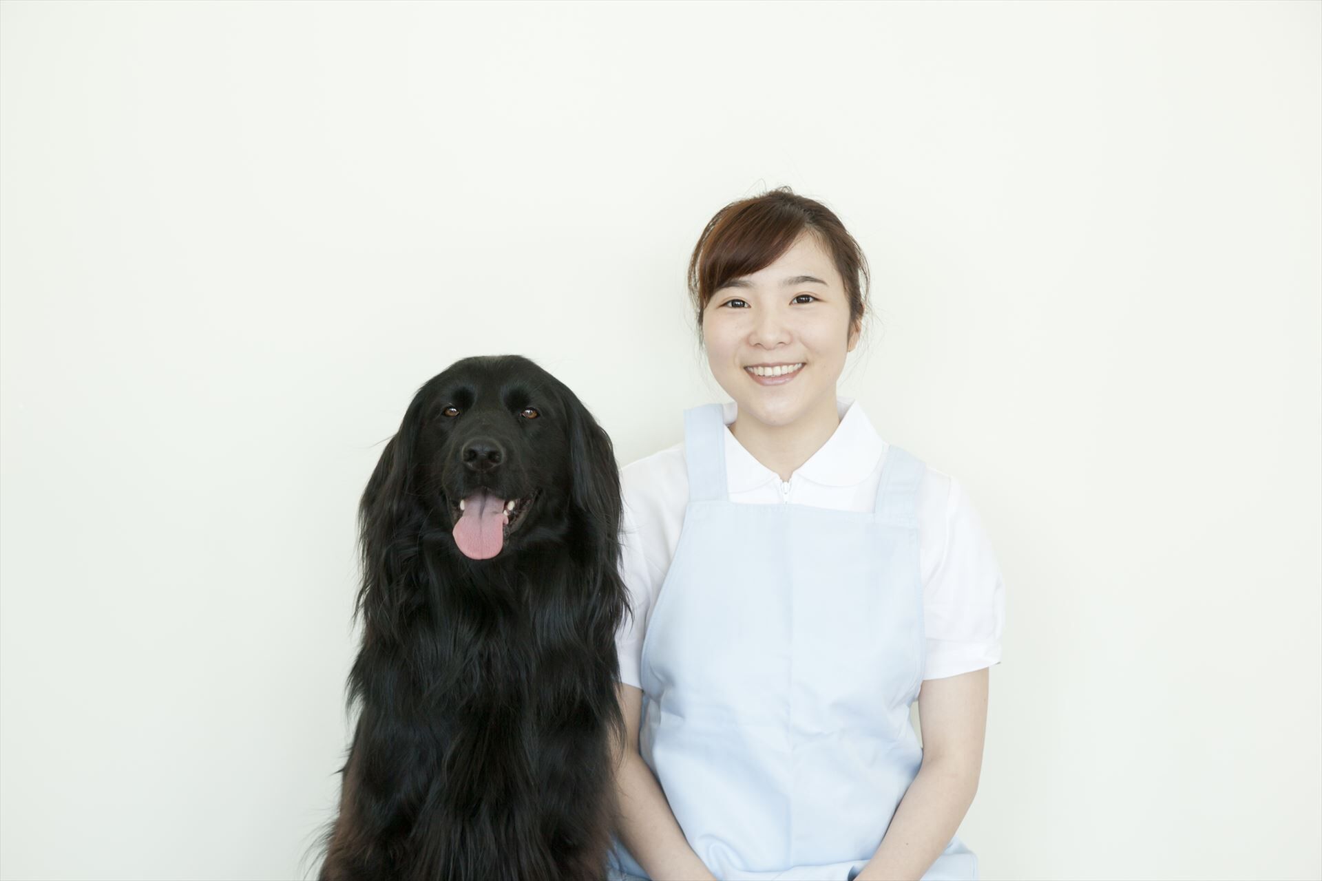 黒い犬と動物看護士